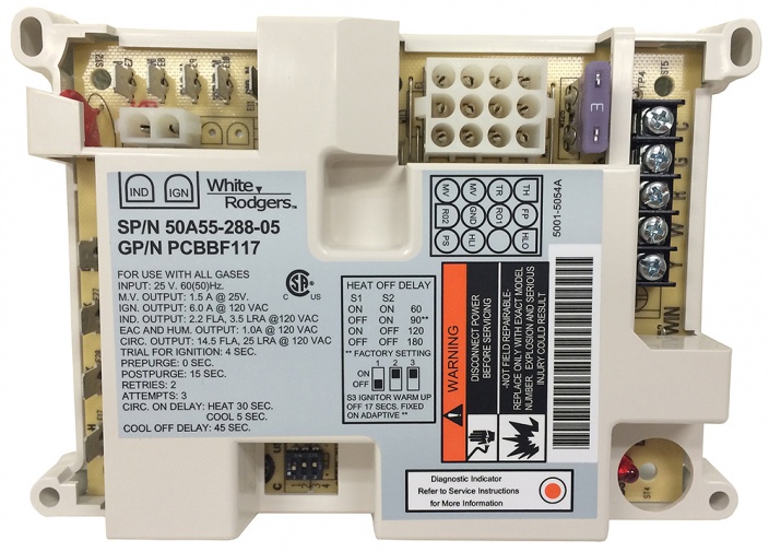 Fits Goodman, Amana, and Janitrol. Replaces obsolete part numbers PCBBF117S, PCBBF117, 10207714, 10207715, 10207718, PCB00117, 10207719, 10207709, 10207710, and 20394001.